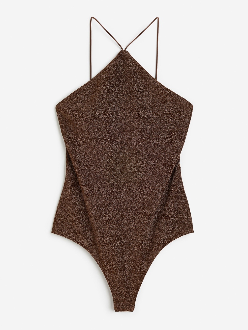 H&M Metallic Brown Shimmer Halter Bodysuit